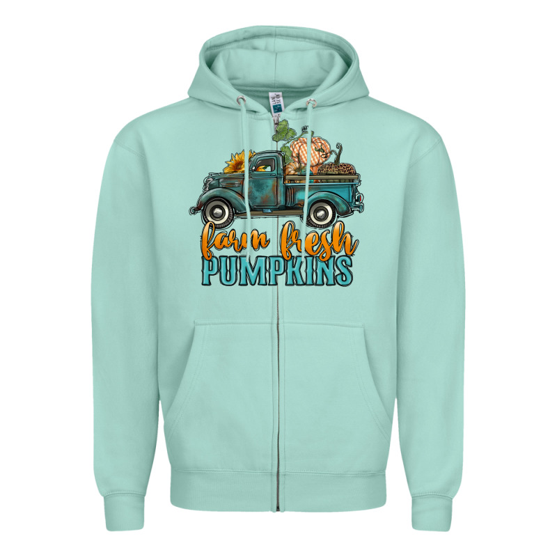 Farm Fresh Pumpkins Truck Zipper Hoodie by RanaPortraitStore | Teevron