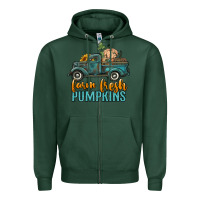 Sports Green farm fresh pumpkins truck Zipper Hoodie - RanaPortraitStore