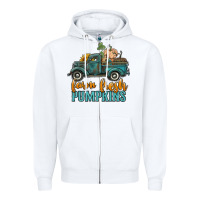 White farm fresh pumpkins truck Zipper Hoodie - RanaPortraitStore