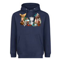 Navy coffee tools coffee cups Heavyweight Hoodie - AdoDesignShop