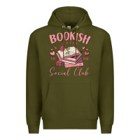 Army Green bookish lover social club Premium Hoodie - MaliasSmallBusiness