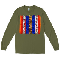 Army Green baseball brush strokes Long Sleeve Tee - texasbilliewilder