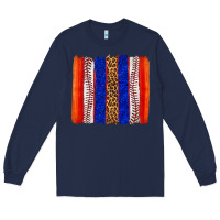 Navy baseball brush strokes Long Sleeve Tee - texasbilliewilder