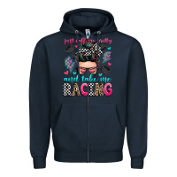Navy just call me pretty and take me racing Zipper Hoodie - Zillion Design Studio