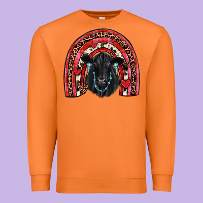 Valentines Black Angus  Rainbow Premium Sweatshirt Designed By Jahusdesignshop