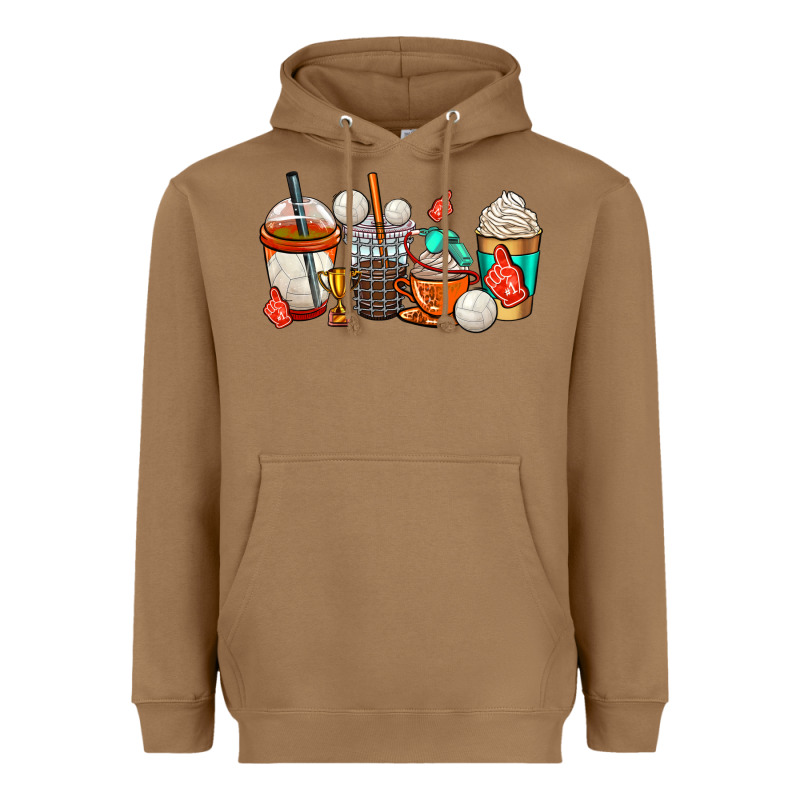Volleyball Coffee Cups Heavyweight Hoodie by AdoDesignShop | Teevron