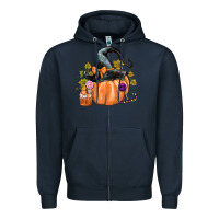 Navy Kids Pumpkin with Halloween Zipper Hoodie - texasbilliewilder