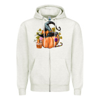 Oatmeal Heather Kids Pumpkin with Halloween Zipper Hoodie - texasbilliewilder