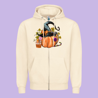 Kids Pumpkin With Halloween Zipper Hoodie Designed By Texasbilliewilder