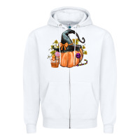 White Kids Pumpkin with Halloween Zipper Hoodie - texasbilliewilder