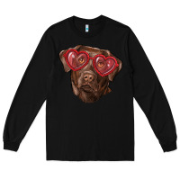 Black labrador retriever with love glass Long Sleeve Tee - RanaPortraitStore
