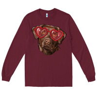 Burgundy labrador retriever with love glass Long Sleeve Tee - RanaPortraitStore