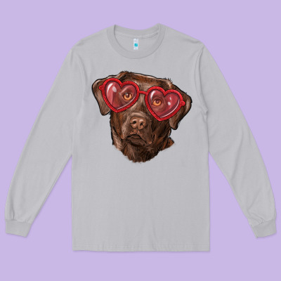 Long Sleeve Tee labrador retriever with love glass