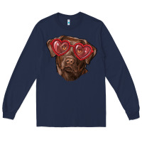 Navy labrador retriever with love glass Long Sleeve Tee - RanaPortraitStore