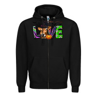 Black Love Halloween Cow Zipper Hoodie - texasbilliewilder