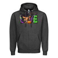 Charcoal Heather Love Halloween Cow Zipper Hoodie - texasbilliewilder
