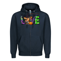 Navy Love Halloween Cow Zipper Hoodie - texasbilliewilder
