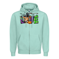 Seafoam Love Halloween Cow Zipper Hoodie - texasbilliewilder