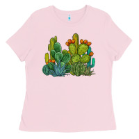 Bubblegum Pink watercolor cactus Ladies Tee - BarkalooDesign