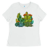 White watercolor cactus Ladies Tee - BarkalooDesign