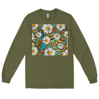 Army Green Leopard And Tiger Daisy Long Sleeve Tee - RanaPortraitStore