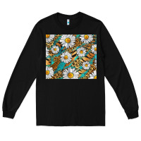 Black Leopard And Tiger Daisy Long Sleeve Tee - RanaPortraitStore