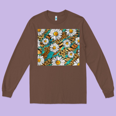 Long Sleeve Tee Leopard And Tiger Daisy