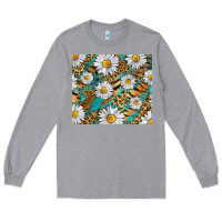 Heather Grey Leopard And Tiger Daisy Long Sleeve Tee - RanaPortraitStore