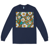 Navy Leopard And Tiger Daisy Long Sleeve Tee - RanaPortraitStore