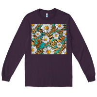 Plum Leopard And Tiger Daisy Long Sleeve Tee - RanaPortraitStore