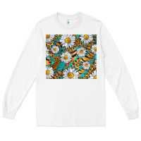 White Leopard And Tiger Daisy Long Sleeve Tee - RanaPortraitStore