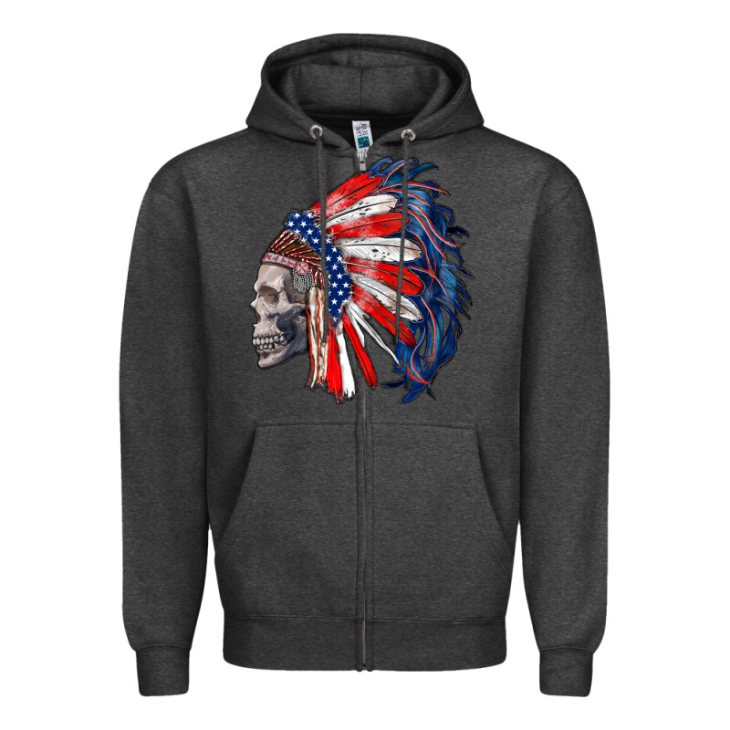 American Indian Headdress With Skull Zipper Hoodie by RanaPortraitStore | Teevron