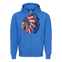 True Royal american indian headdress with skull Zipper Hoodie - RanaPortraitStore
