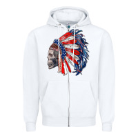 White american indian headdress with skull Zipper Hoodie - RanaPortraitStore