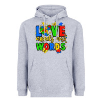 Heather Grey love needs no words Heavyweight Hoodie - JahusDesignShop