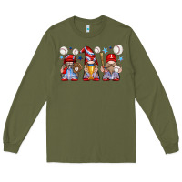 Army Green baseball gnome Long Sleeve Tee - texasbilliewilder
