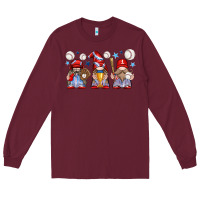 Burgundy baseball gnome Long Sleeve Tee - texasbilliewilder