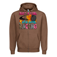 Chestnut just a girl who loves racing Zipper Hoodie - Zillion Design Studio