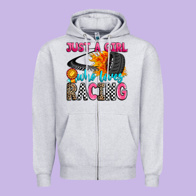 Just A Girl Who Loves Racing Zipper Hoodie Designed By Zillion Design Studio