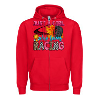 Red just a girl who loves racing Zipper Hoodie - Zillion Design Studio