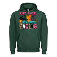 Sports Green just a girl who loves racing Zipper Hoodie - Zillion Design Studio