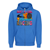 True Royal just a girl who loves racing Zipper Hoodie - Zillion Design Studio