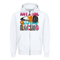 White just a girl who loves racing Zipper Hoodie - Zillion Design Studio