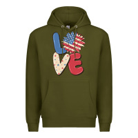 Army Green love 4th of july Premium Hoodie - MaliasSmallBusiness