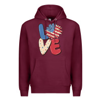 Burgundy love 4th of july Premium Hoodie - MaliasSmallBusiness