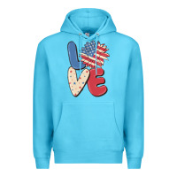 Ocean Blue love 4th of july Premium Hoodie - MaliasSmallBusiness