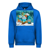 Cobalt winter coffee cups with gnome Urban Hoodie - NancyCooperArtShop