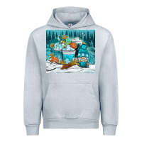 Heather Grey winter coffee cups with gnome Urban Hoodie - NancyCooperArtShop