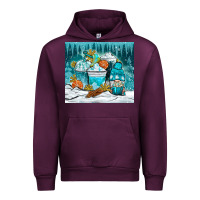 Mauve Wine winter coffee cups with gnome Urban Hoodie - NancyCooperArtShop