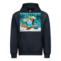 Navy winter coffee cups with gnome Urban Hoodie - NancyCooperArtShop